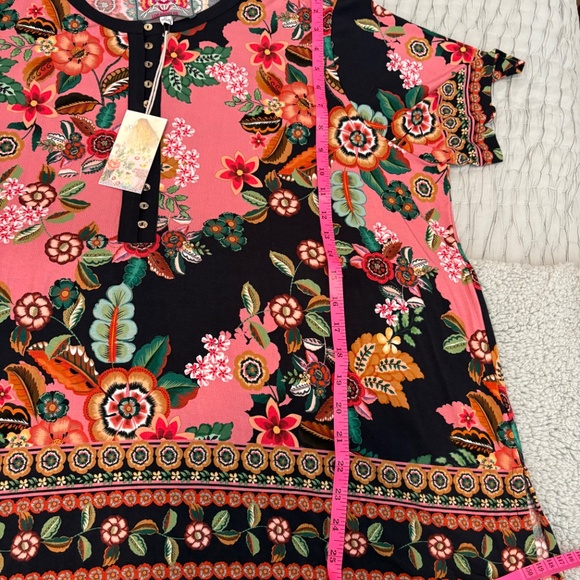 Johnny Was Floral Print Top - Pink and Navy - Picture 8 of 8